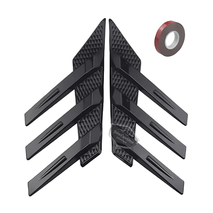 3D Deportivo Universal Compatible con Todos los Coches Ventilación de Ventana Trasera Air Scoop Importado Decorativo Ventilador 2 Piezas Negro Equipo Izquierda Derecha ONP473