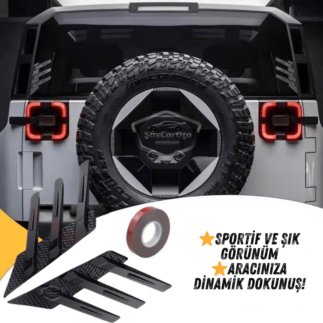 3D Deportivo Universal Compatible con Todos los Coches Ventilación de Ventana Trasera Air Scoop Importado Decorativo Ventilador 2 Piezas Negro Equipo Izquierda Derecha ONP473
