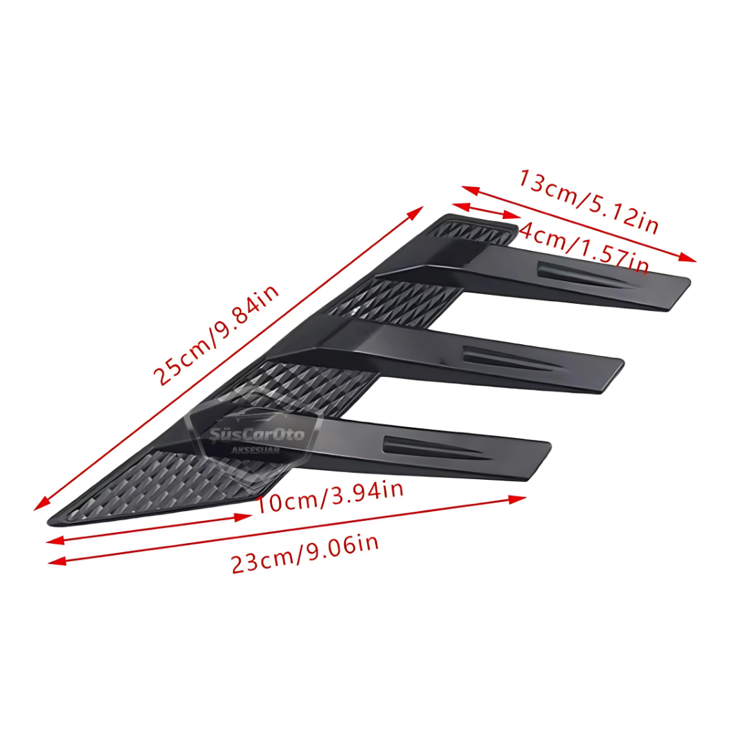 3D Deportivo Universal Compatible con Todos los Coches Ventilación de Ventana Trasera Air Scoop Importado Decorativo Ventilador 2 Piezas Negro Equipo Izquierda Derecha ONP473