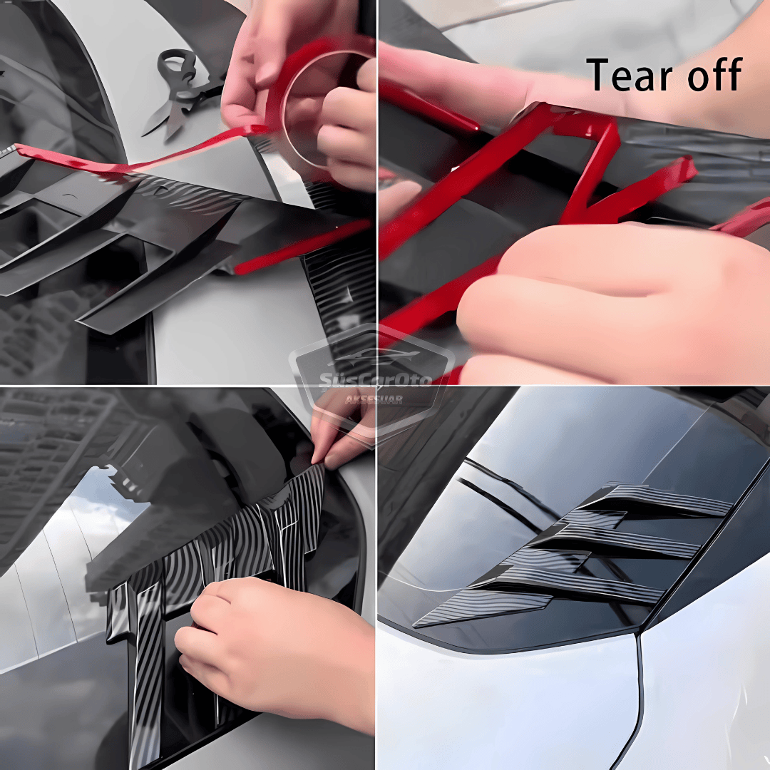 3D Deportivo Universal Compatible con Todos los Coches Ventilación de Ventana Trasera Air Scoop Importado Decorativo Ventilador 2 Piezas Negro Equipo Izquierda Derecha ONP473