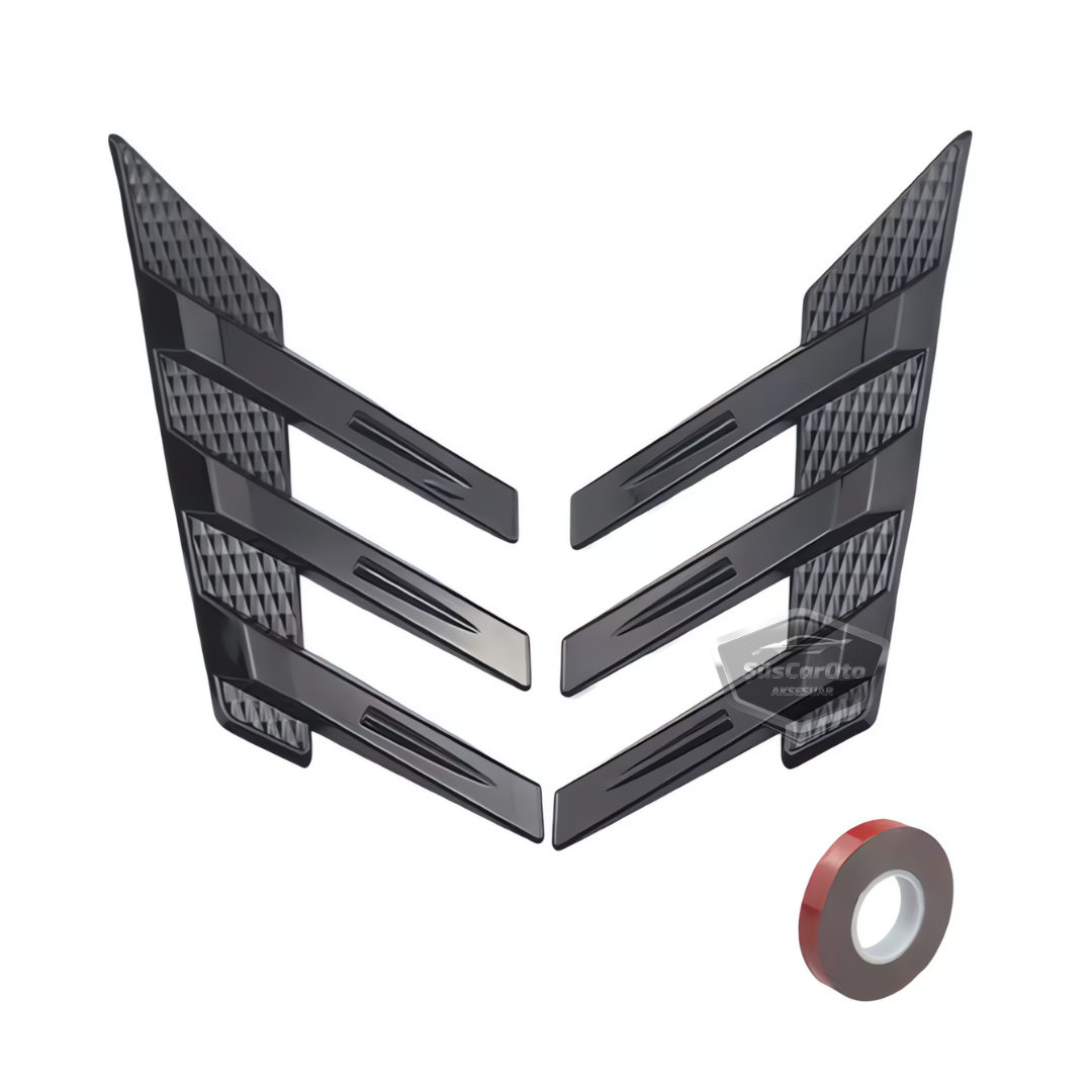 3D Deportivo Universal Compatible con Todos los Coches Ventilación de Ventana Trasera Air Scoop Importado Decorativo Ventilador 2 Piezas Negro Equipo Izquierda Derecha ONP473
