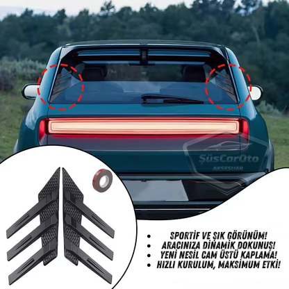 3D Deportivo Universal Compatible con Todos los Coches Ventilación de Ventana Trasera Air Scoop Importado Decorativo Ventilador 2 Piezas Negro Equipo Izquierda Derecha ONP473