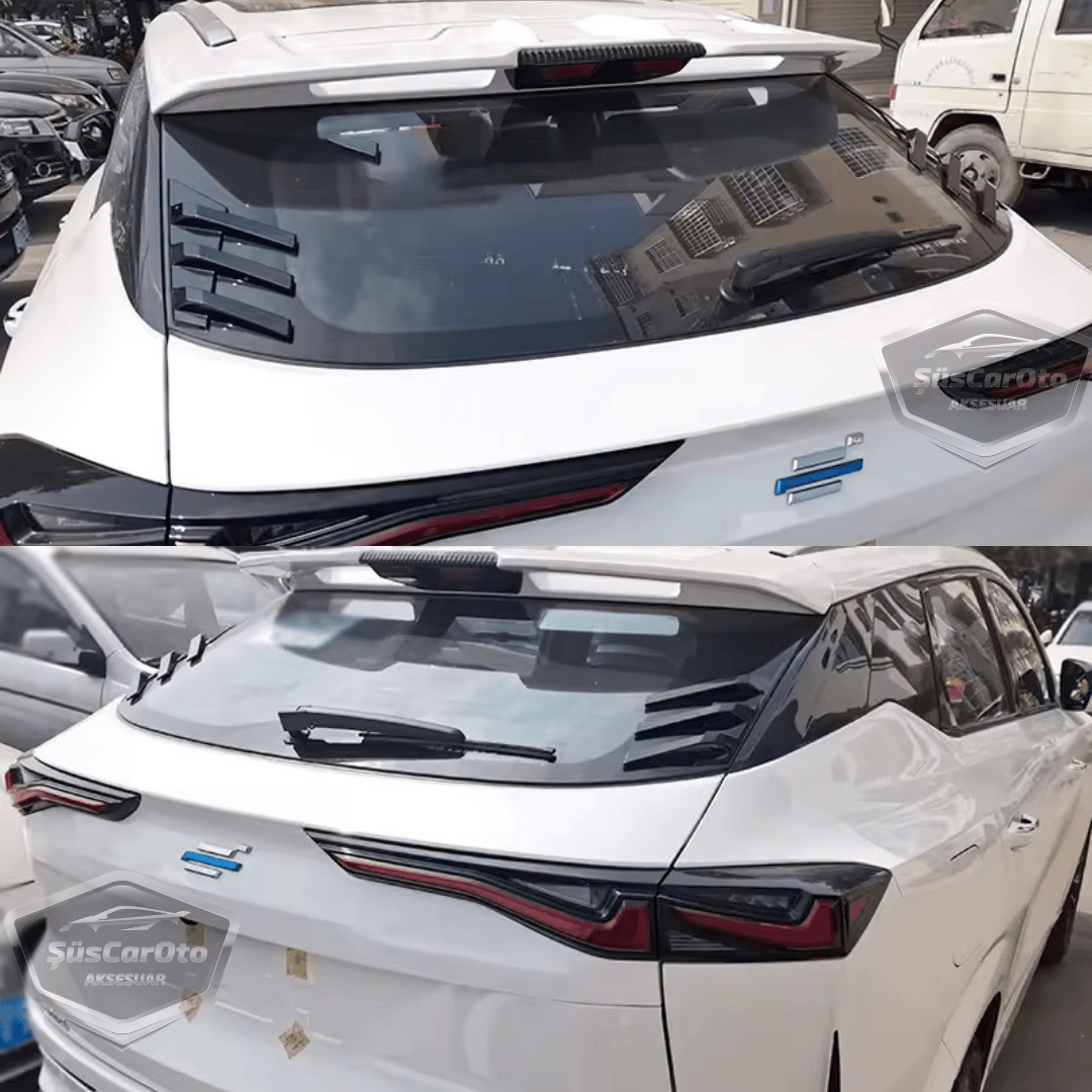 3D Deportivo Universal Compatible con Todos los Coches Ventilación de Ventana Trasera Air Scoop Importado Decorativo Ventilador 2 Piezas Negro Equipo Izquierda Derecha ONP473