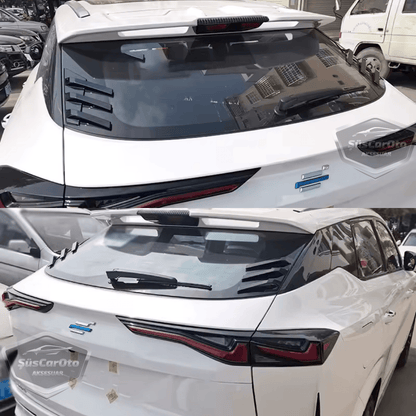 3D Deportivo Universal Compatible con Todos los Coches Ventilación de Ventana Trasera Air Scoop Importado Decorativo Ventilador 2 Piezas Negro Equipo Izquierda Derecha ONP473
