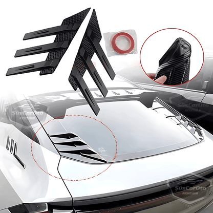 3D Deportivo Universal Compatible con Todos los Coches Ventilación de Ventana Trasera Air Scoop Importado Decorativo Ventilador 2 Piezas Negro Equipo Izquierda Derecha ONP473