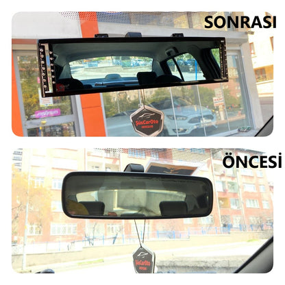 Espejo retrovisor interno antideslumbrante 3R Diamond con clip y abombado de 270 mm, color azul