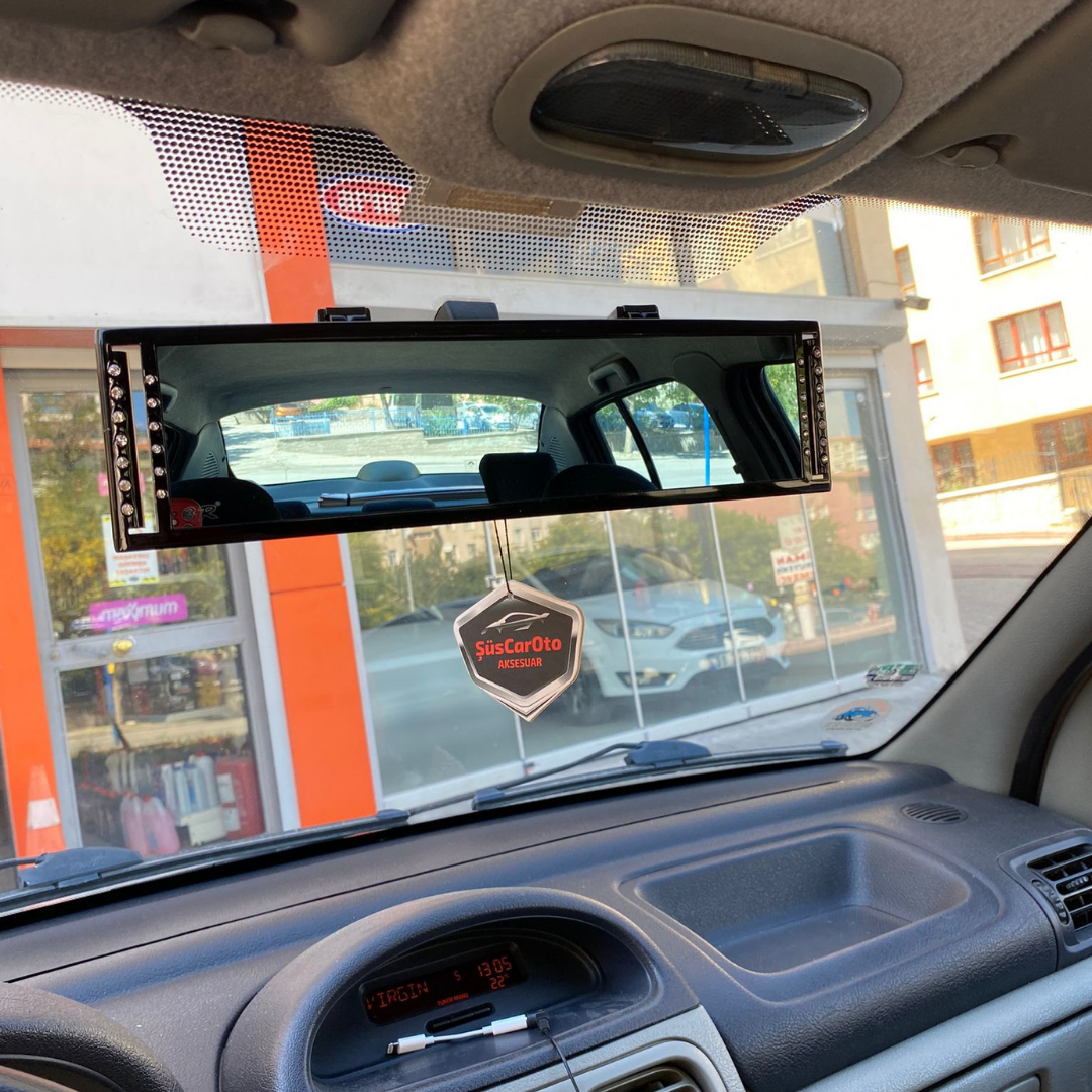 Espejo retrovisor interno antideslumbrante 3R Diamond con clip y abombado de 270 mm, color azul