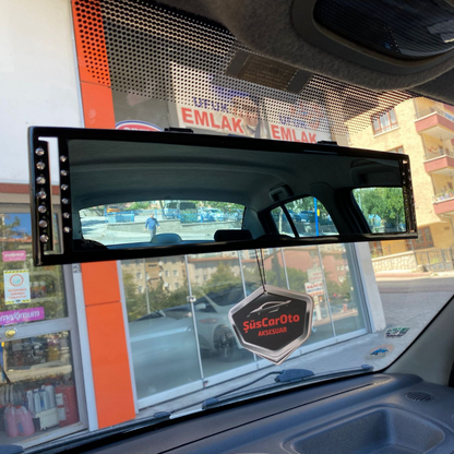 Espejo retrovisor interno antideslumbrante 3R Diamond con clip y abombado de 270 mm, color azul