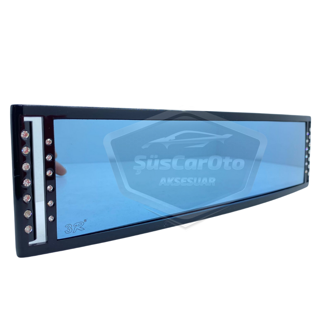 Espejo retrovisor interno antideslumbrante 3R Diamond con clip y abombado de 270 mm, color azul