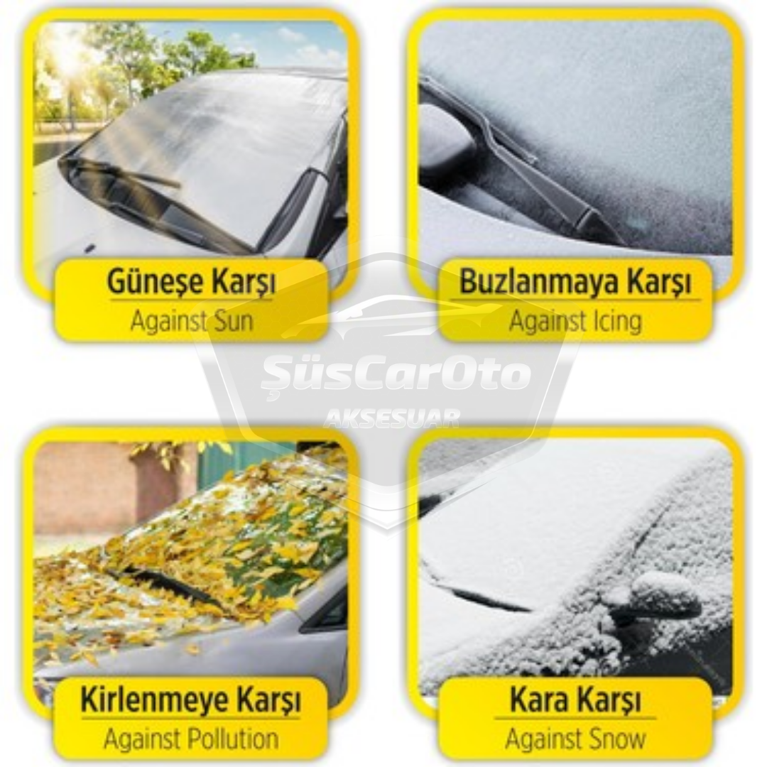 Lona Parasol Parabrisas Coche 4 Estaciones Antihielo y Protectora Cubre Parabrisas Nieve Lona Hielo Parasol 156 x 90 cm
