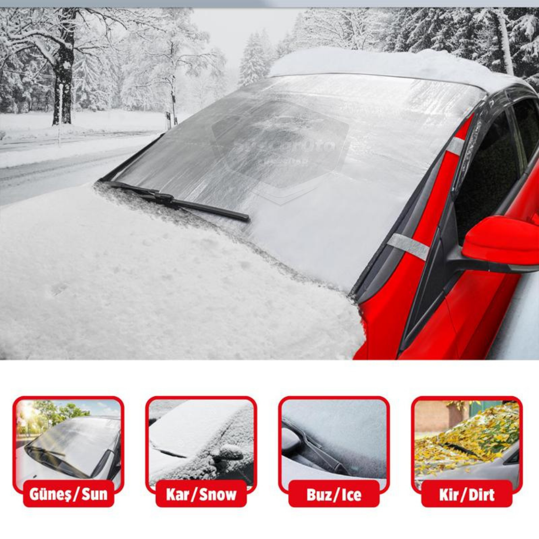 Lona Parasol Parabrisas Coche 4 Estaciones Antihielo y Protectora Cubre Parabrisas Nieve Lona Hielo Parasol 156 x 90 cm
