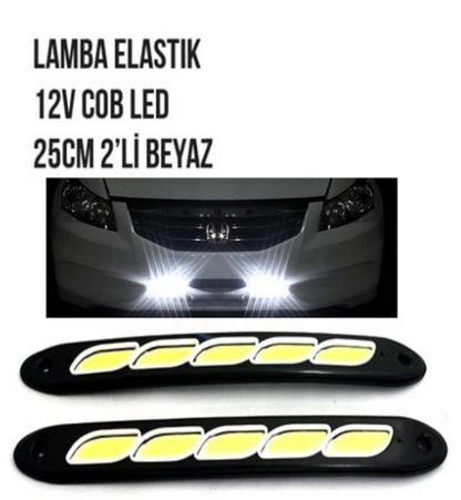 Carub Lámpara de día LED 5 LED 12V COB en línea flexible blanca 2 unidades