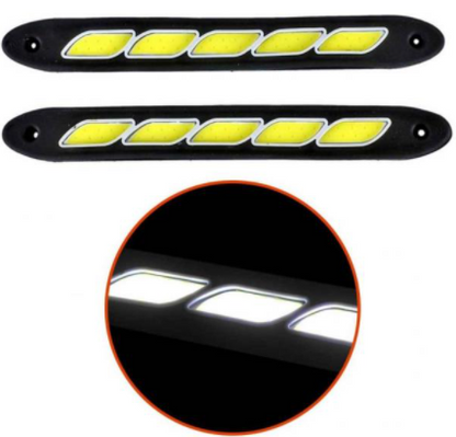 Carub Lámpara de día LED 5 LED 12V COB en línea flexible blanca 2 unidades