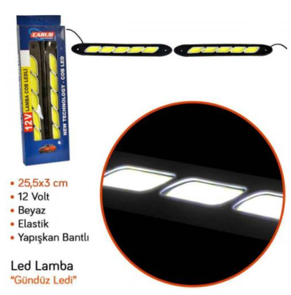 Carub Lámpara de día LED 5 LED 12V COB en línea flexible blanca 2 unidades