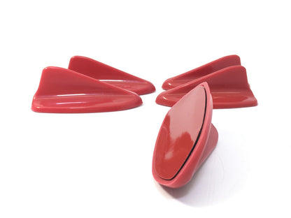 Set de 5 mini antenas decorativas tipo aleta de tiburón en color rojo