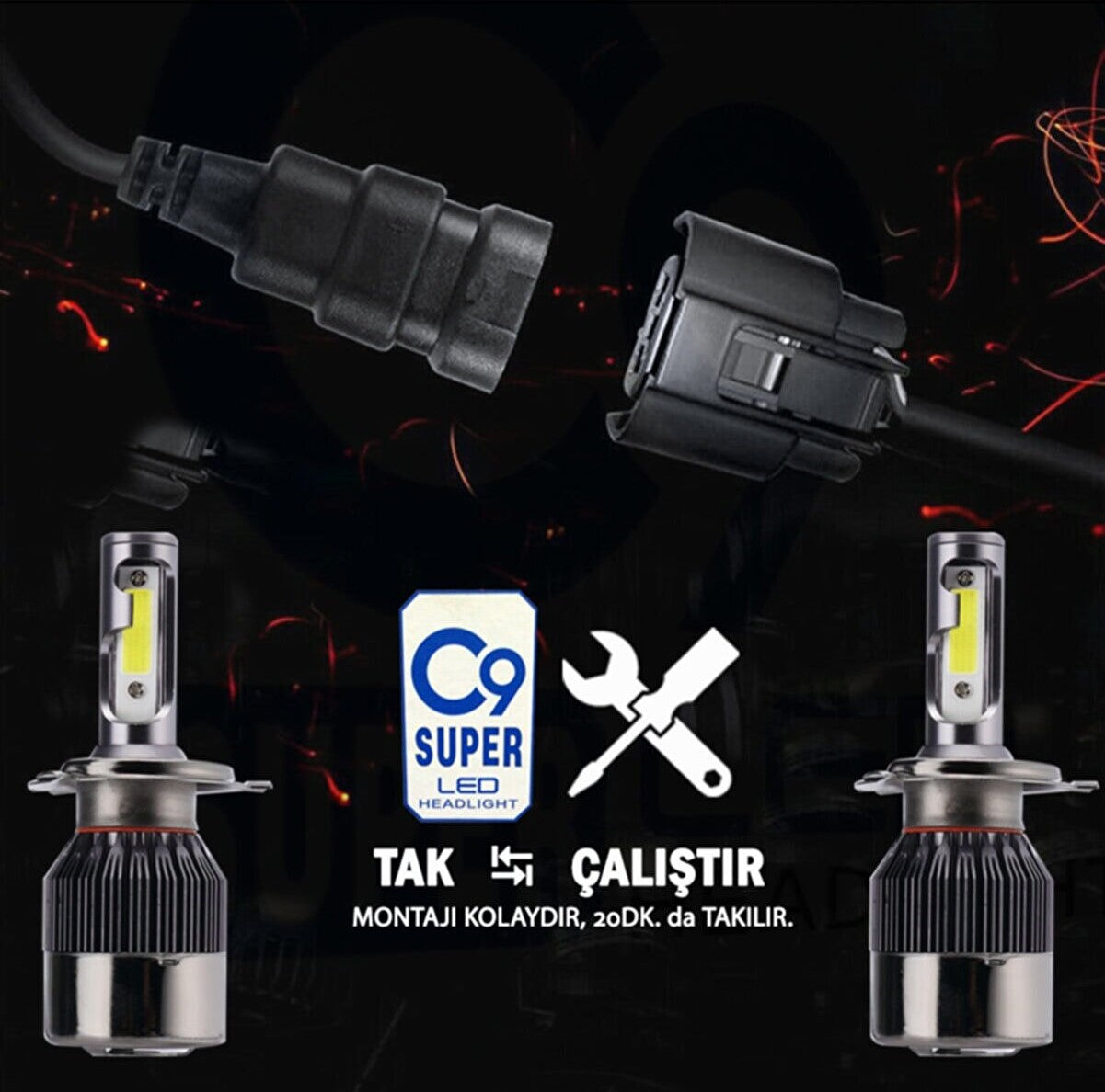 C9 Ultra Blanco Led Xenon Bombilla de Faro Refrigerada 8400 LM Efecto Rayo Xenon H27