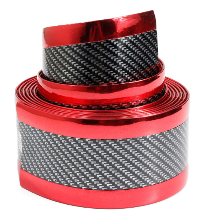 Protector de umbral de puerta de maletero de parachoques 5D, cinta adhesiva de fibra de carbono roja