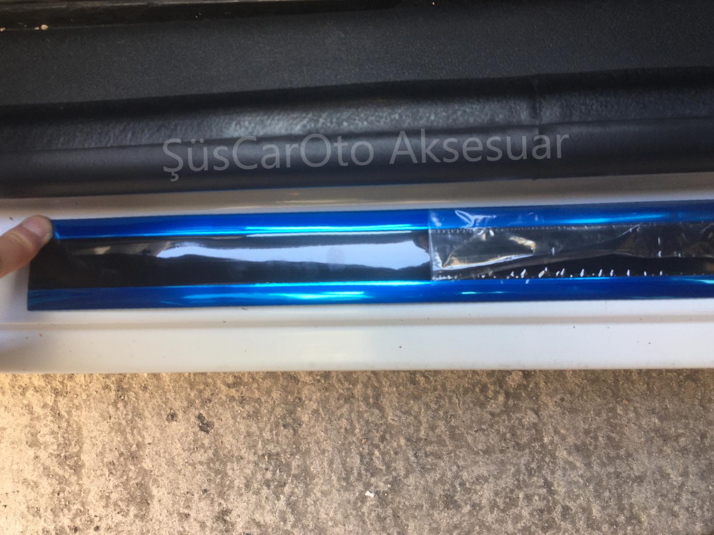 5D Protector Umbral Puerta Maletero Parachoques Cinta Azul Piano Negro 5 Metros