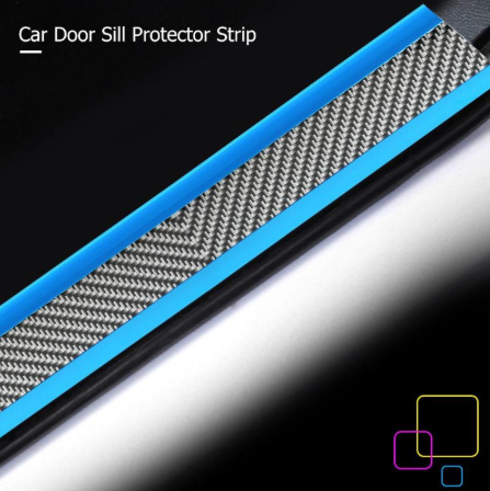 5D Parachoques Maletero Protector Umbral de Puerta Tira de Umbral Azul Carbono