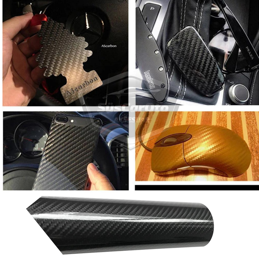 Película de fibra de carbono ultrabrillante 5D de 30 x 100 cm con canales de aire, adhesiva, para portátil, teléfono móvil, coche, multiusos, gelatina, negra ONK241