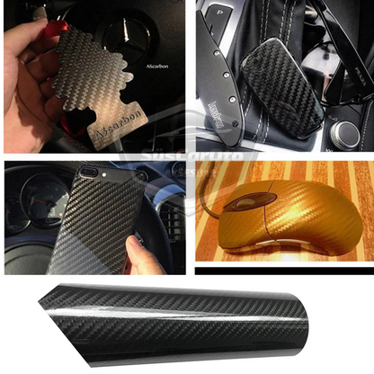 Película de fibra de carbono ultrabrillante 5D de 30 x 100 cm con canales de aire, adhesiva, para portátil, teléfono móvil, coche, multiusos, gelatina, negra ONK241