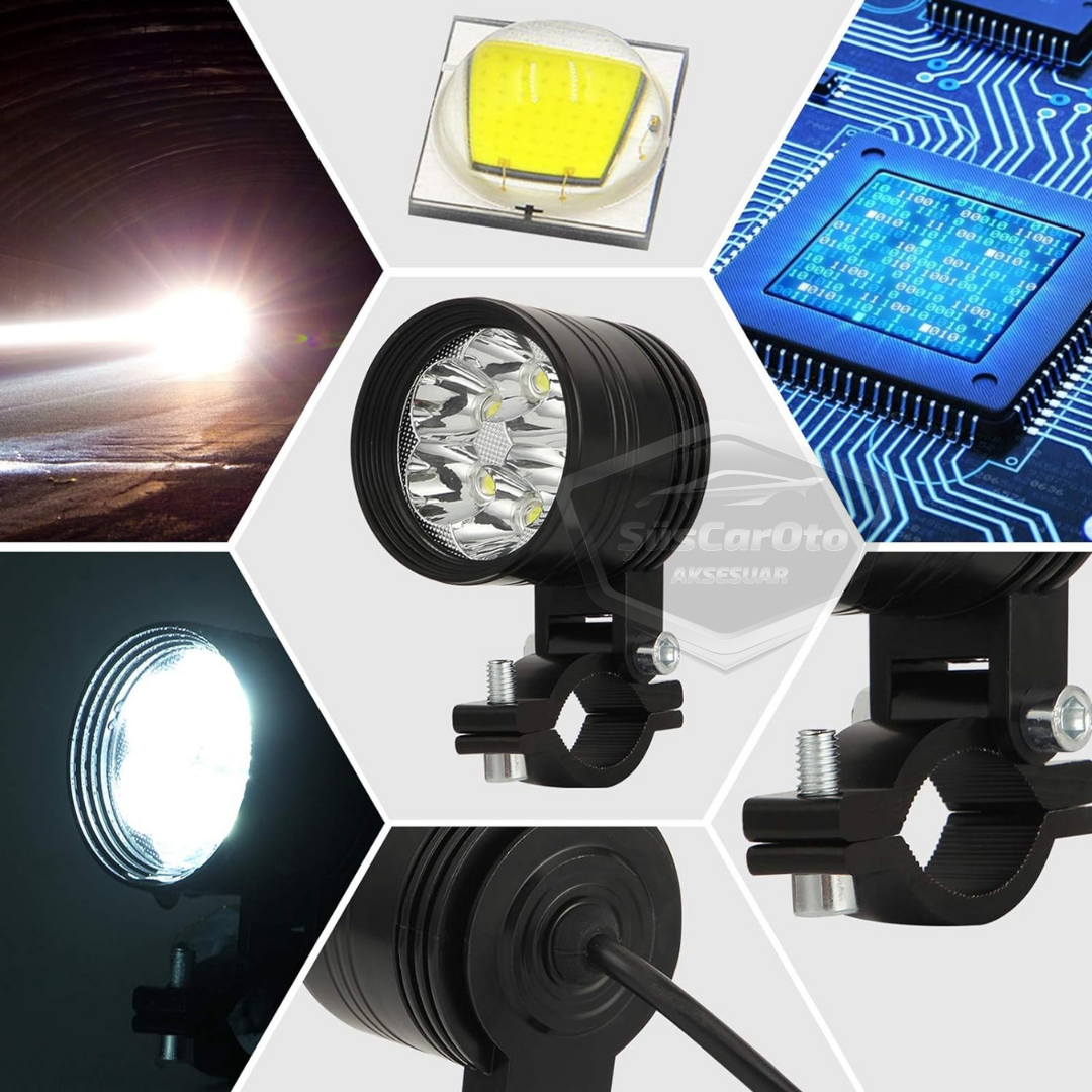 6 leds blancos antiniebla 3 modos vehículo moto todoterreno ATV carretilla elevadora lámpara LED proyector de metal para trabajo todoterreno, 2 unidades, 12/24 V