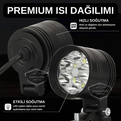 6 leds blancos antiniebla 3 modos vehículo moto todoterreno ATV carretilla elevadora lámpara LED proyector de metal para trabajo todoterreno, 2 unidades, 12/24 V