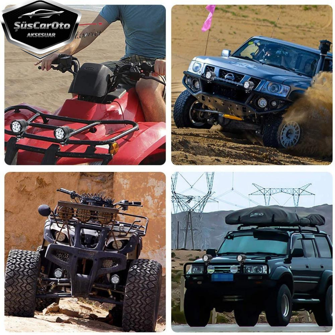 6 leds blancos antiniebla 3 modos vehículo moto todoterreno ATV carretilla elevadora lámpara LED proyector de metal para trabajo todoterreno, 2 unidades, 12/24 V
