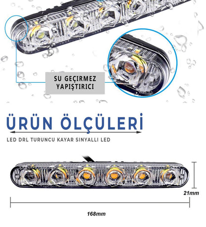 DRL LED diurnas con lente, 6 LED, intermitente dinámico secuencial, 2 unidades