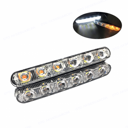 DRL LED diurnas con lente, 6 LED, intermitente dinámico secuencial, 2 unidades