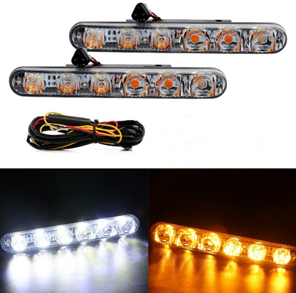 DRL LED diurnas con lente, 6 LED, intermitente dinámico secuencial, 2 unidades