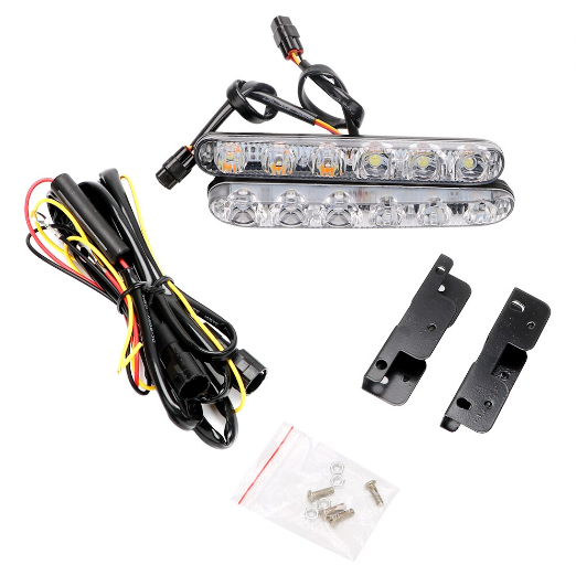 DRL LED diurnas con lente, 6 LED, intermitente dinámico secuencial, 2 unidades