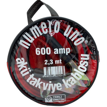 Cable de arranque de batería de 600 amperios con bolsa de transporte, 2,3 metros