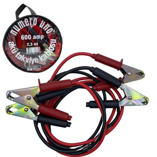 Cable de arranque de batería de 600 amperios con bolsa de transporte, 2,3 metros
