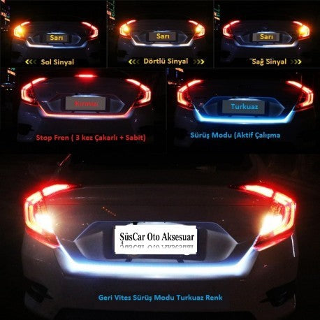 LED deslizable bajo el maletero, 7 colores, multifunción, resistente al agua, 120 cm