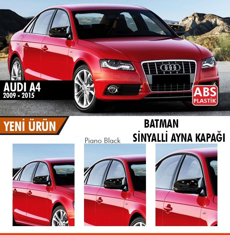 Audi A4 B8 2009-2014 Cubiertas de espejos retrovisores estilo Batwing Piano Black ABS Plástico