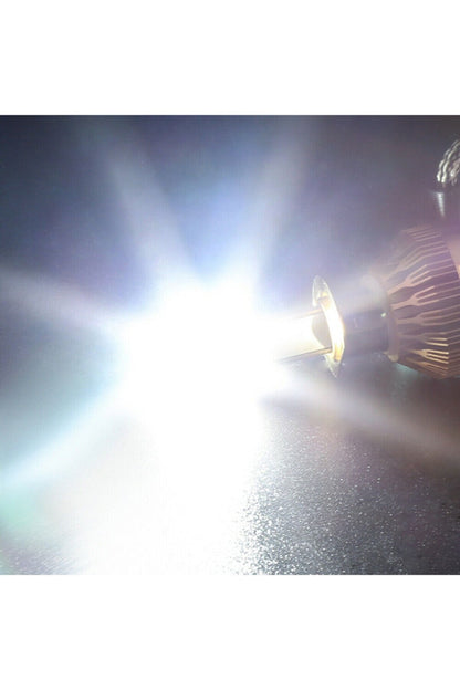 C9 Ultra Blanco LED Xenón Con Refrigeración Bombilla Faro 8400 LM Efecto Rayo Xenón H4