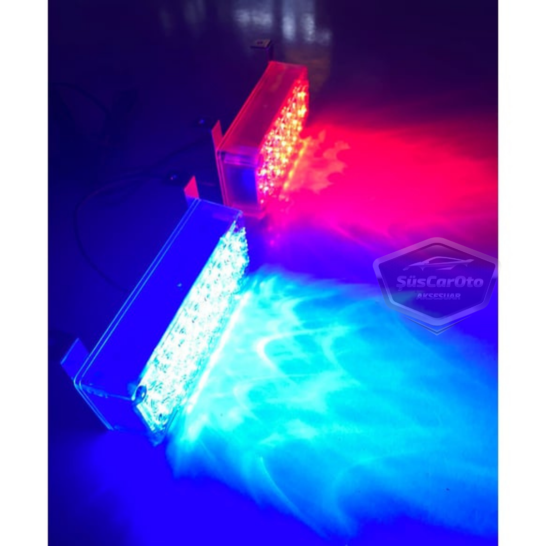 96 LED, 3 modos, luz estroboscópica para rejilla interior, luz estroboscópica para rejilla, rojo, azul, 48x2, lámpara LED, luz de policía intermitente, 12V
