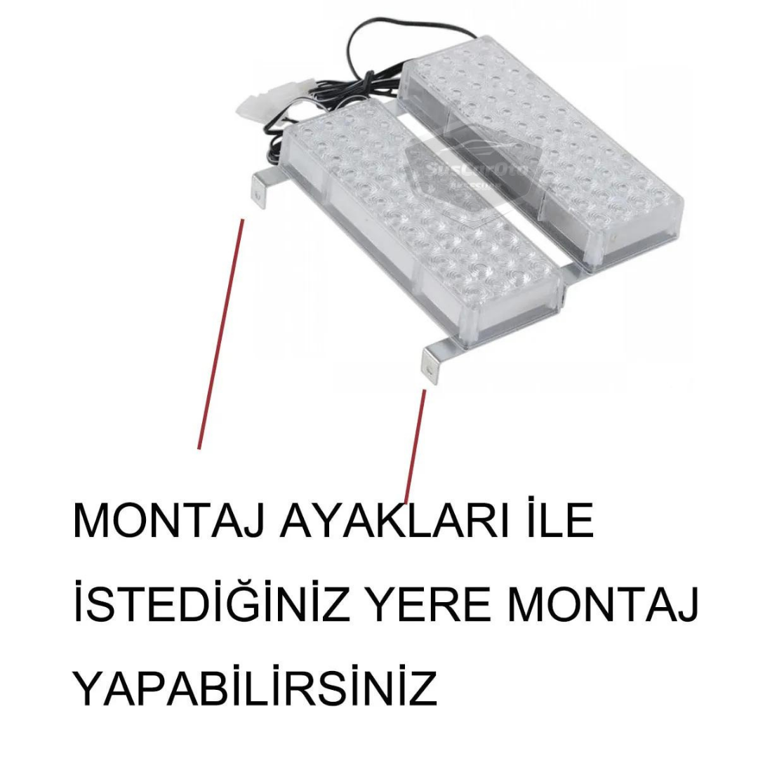 96 LED, 3 modos, luz estroboscópica para rejilla interior, luz estroboscópica para rejilla, rojo, azul, 48x2, lámpara LED, luz de policía intermitente, 12V