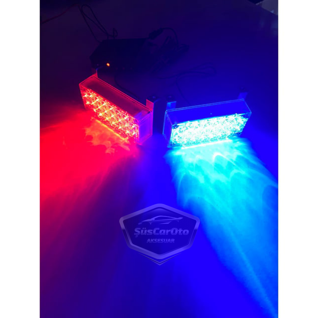 96 LED, 3 modos, luz estroboscópica para rejilla interior, luz estroboscópica para rejilla, rojo, azul, 48x2, lámpara LED, luz de policía intermitente, 12V