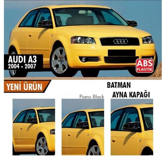 Audi A3 8P 2003-2007 Tapa de Espejo Retrovisor Batman Murciélago Piano Black Plástico ABS