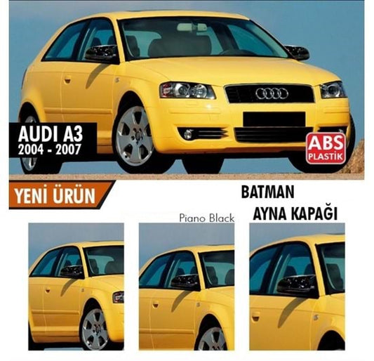 Audi A3 8P 2003-2007 Tapa de Espejo Retrovisor Batman Murciélago Piano Black Plástico ABS