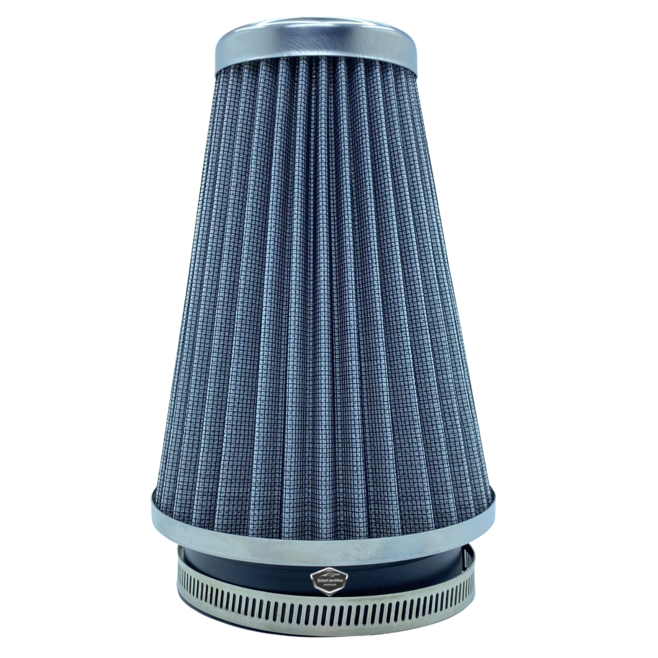 Filtro de aire abierto con mejora de sonido y rendimiento, tipo largo, gris, +6 CV, con adaptador universal