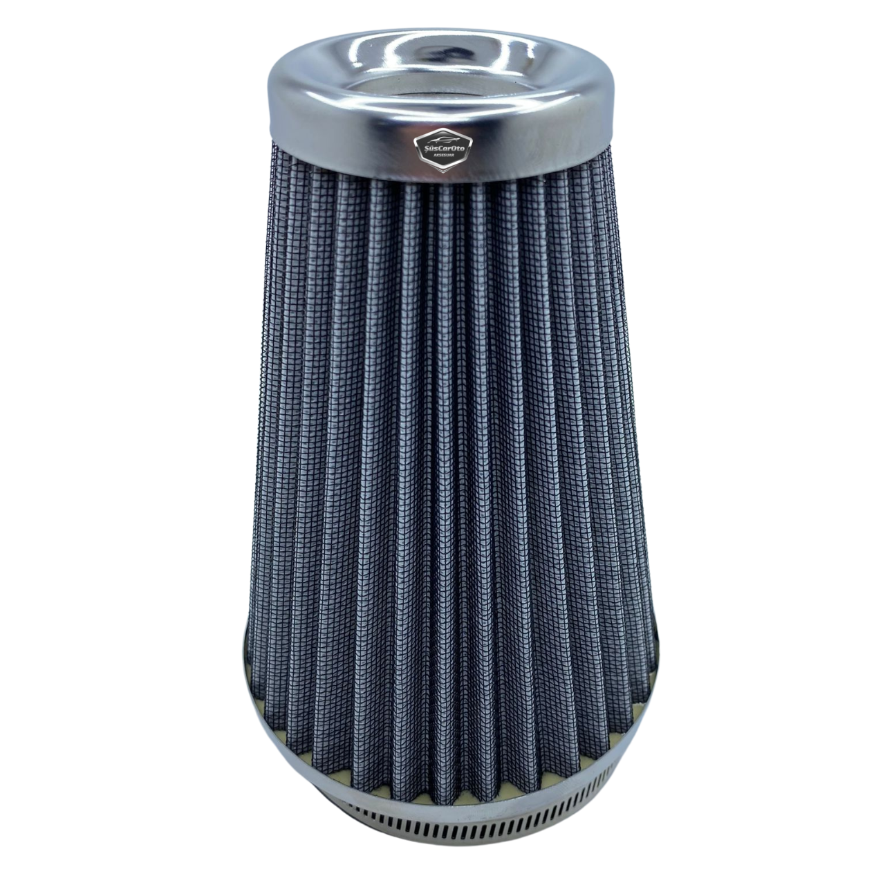 Filtro de aire abierto con mejora de sonido y rendimiento, tipo largo, gris, +6 CV, con adaptador universal