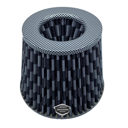 Carub - Filtro de aire abierto de rendimiento y sonido, +6 CV, tipo abierto, carbono, 76 mm