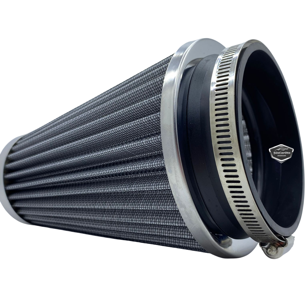 Filtro de aire abierto con mejora de sonido y rendimiento, tipo largo, gris, +6 CV, con adaptador universal
