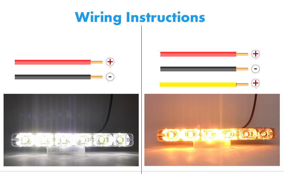 Luz diurna de 6 LED con intermitente secuencial DRL Lámpara LED diurna 18W Impermeable Ámbar Blanco