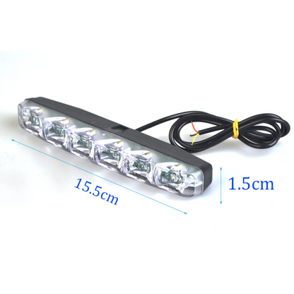 Luz diurna de 6 LED con intermitente secuencial DRL Lámpara LED diurna 18W Impermeable Ámbar Blanco