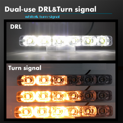 Luz diurna de 6 LED con intermitente secuencial DRL Lámpara LED diurna 18W Impermeable Ámbar Blanco
