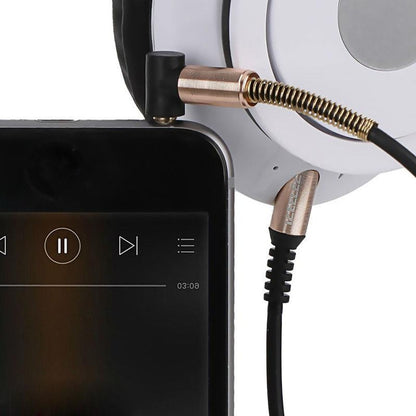 Cable de audio estéreo auxiliar para coche con punta dorada, resorte y colores, de 3,5 mm